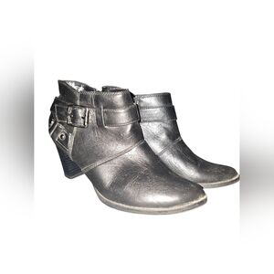 4/18. Relativity Black Ankle Booties with Buckle Detail